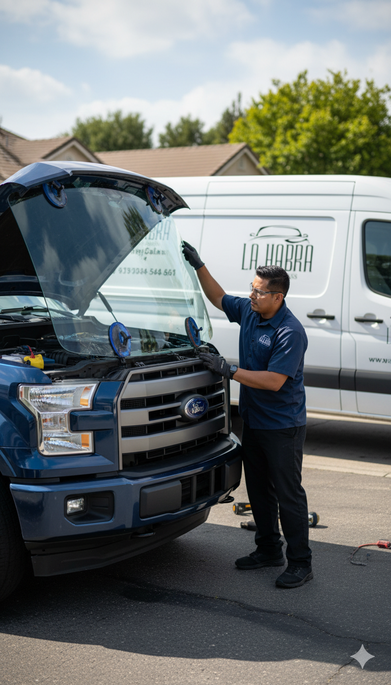 Windshield repair in La Habra CA with mobile service